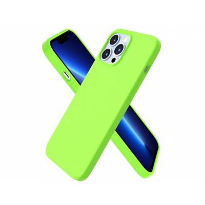 Husa iPhone 15, SIlicon Catifelat cu interior Microfibra, Lime
